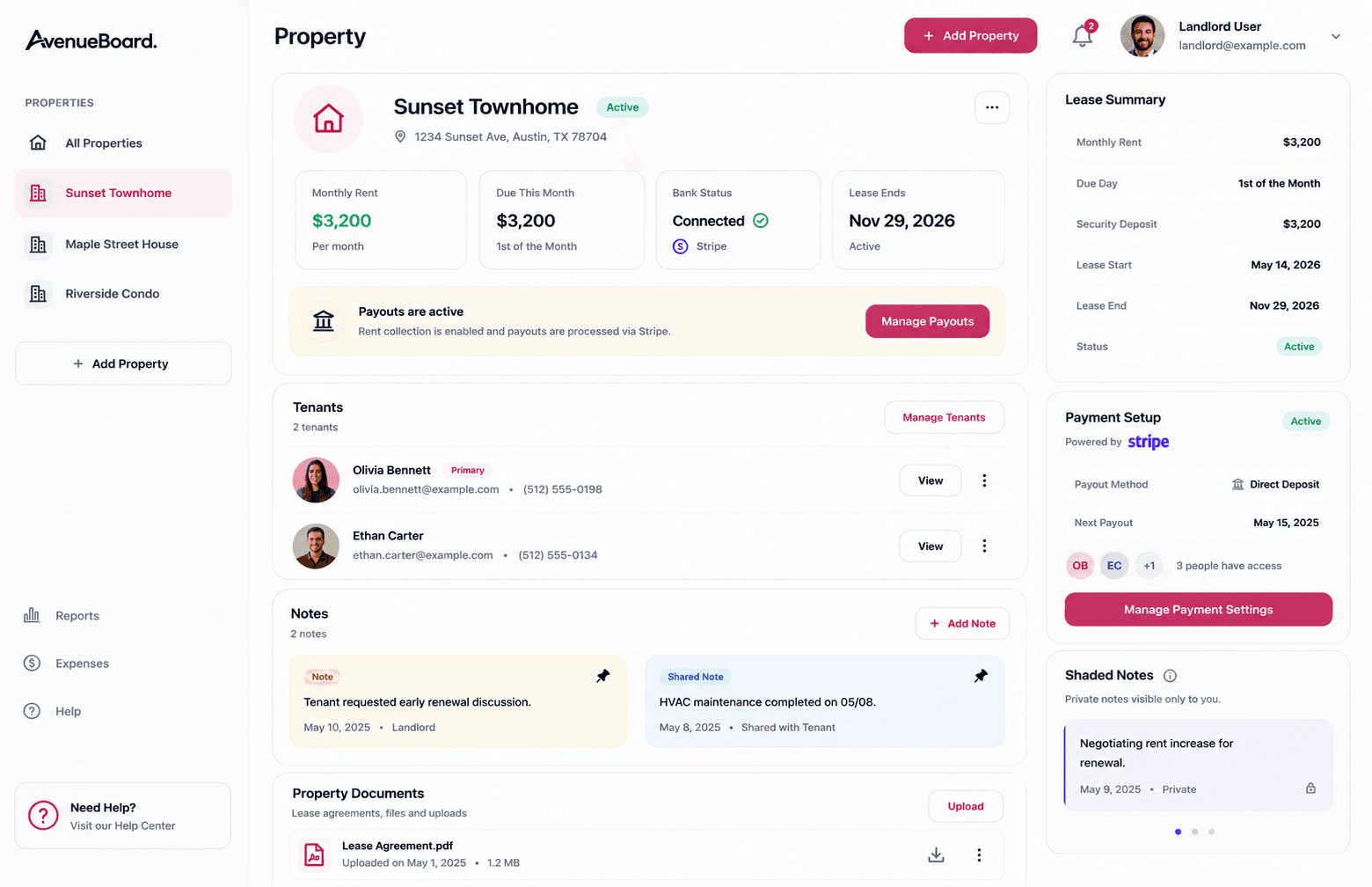 AvenueBoard Landlord Board preview